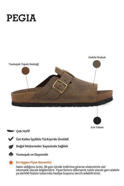 Pegia Genuine Leather Women's Buckle Slippers 215546