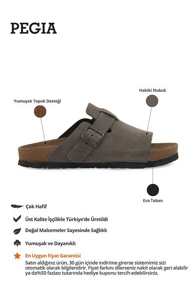 Pegia Genuine Leather Women's Buckle Slippers 215546