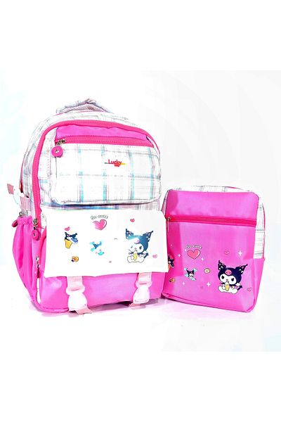 Nico Geantă de școală coreeană Kuromi cu accesorii Rucsac pentru fete și băieți