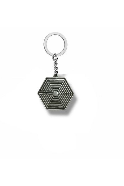 Herşey Nota K-Pop Exo Logo Keychain – Unisex Accessory with Black Metal Figure