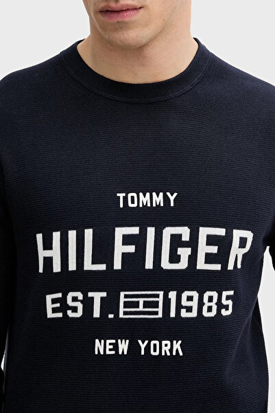 Tommy Hilfiger Pamuklu Regular Fit Bisiklet Yaka Logolu Kazak Erkek KAZAK MW0MW39533 DW5