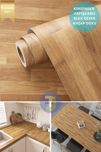 Technojet Self Adhesive Textured Wood Look Premium Kitchen Wall Cabinet Finish 60Cmx500Cm