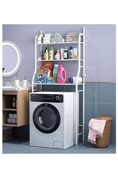 Generic 3-Shelf Washing Machine Space Saver Rack White 155x61x25cm