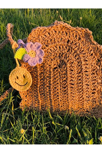 Momsada Shoulder Bag Lined and Snap Fastener / Bag Charm / Beach Bag / Paper Rope Hand Knitted