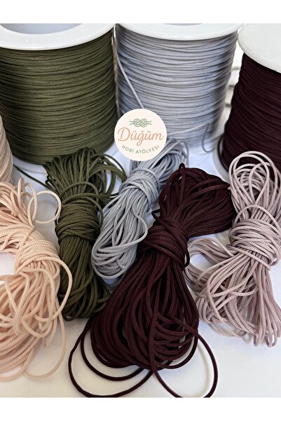 Düğüm Hobi Atölyesi 5 Renk 5 Metre (Toplam 25 metre) 0.8 mm Paraşüt İpi Seti ...