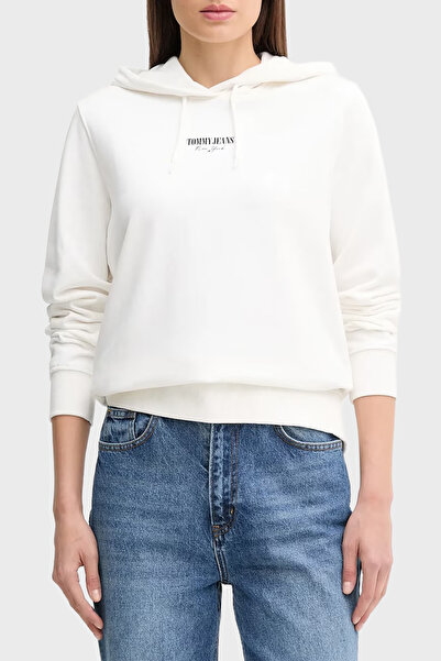 Tommy Jeans Baskılı Pamuklu Relaxed Fit Kapüşonlu Crop Sweat SWEAT DW0DW20943...