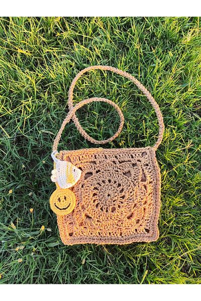 Momsada Shoulder Bag Lined and Snap Fastener / Bag Charm / Beach Bag / Paper Rope Hand Knitted