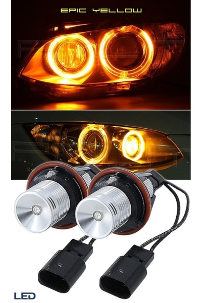 DELUXETUNING Set 2 Becuri Led Marker Angel Eyes BMW E39 E60 E61 E39 E63 E64 E65 E66 E83 X5 BMW, galben