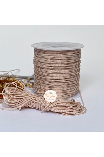 Düğüm Hobi Atölyesi 0.8 mm Bej Pudra 1 metre Paracord Paraşüt İpi Bileklik Tesbih Kolye Makrome Halhal Takı İp