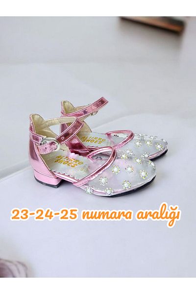 pediashoes PANTOF DE SEARĂ CU TACURI MİNORI DE CULOARE ROZ TRANSPARENT PENTRU FETE
