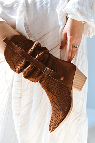 POLKA STORE Καλοκαιρινές γυναικείες καστόρινες διάτρητες καλοκαιρινές καουμπόικες μπότες