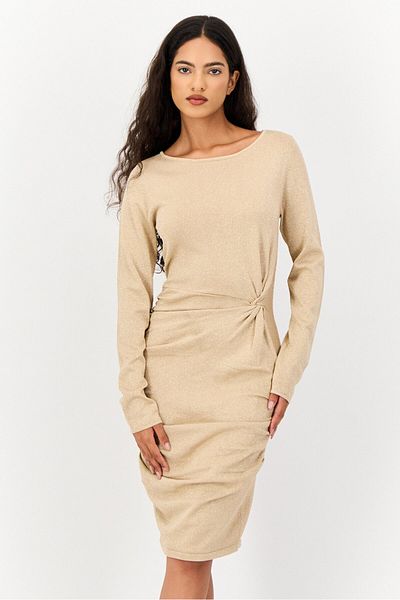MOHITO Women Metallic Midi Dress, Khaki