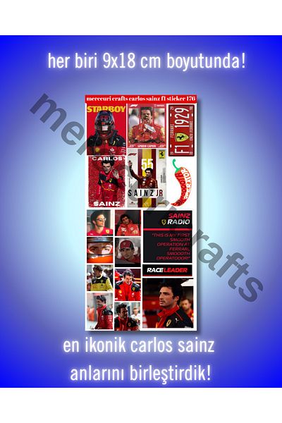 merccuri crafts Carlos Sainz F1 Sticker Set (51+ Pcs High Quality) - Notebook Agenda, Poster, Scuderia Ferrari