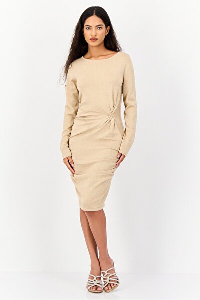 MOHITO Women Metallic Midi Dress, Khaki