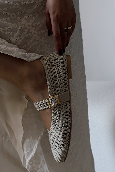 POLKA STORE Easy Mesh Knitted Square Toe Women's Loafer Slipon Ballet Shoes Mary Jane