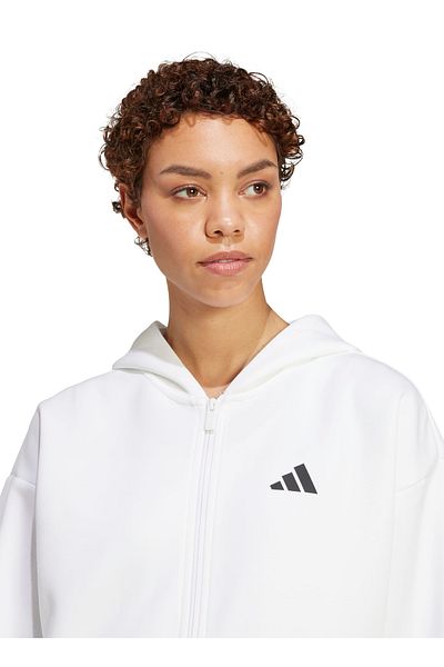 adidas JW7803 W FI 3S FZ HD Λευκό κανονικό γυναικείο μπουφάν με φερμουάρ