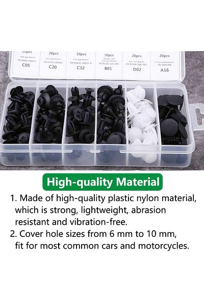 GENERAL Car Retainer Clips Kit, Plastic Nylon Fasteners with 100 Pieces