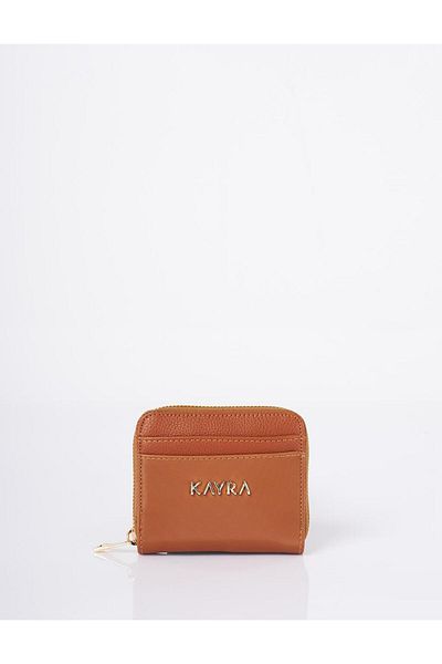 Kayra Mini portofel Camel cu logo