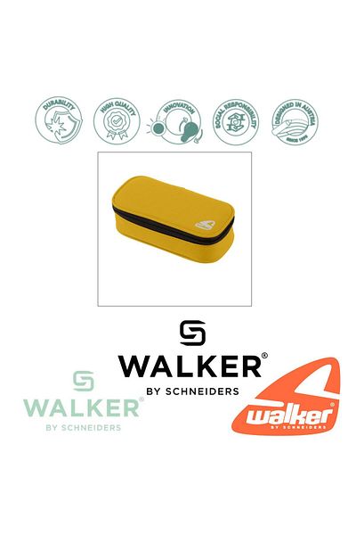 walker Pencil Case Classic Model, Oval, Unequipped, 21 X 10 X 6 Cm, With Zipper, Yellow