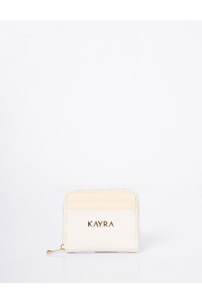 Kayra Mini portofel crem cu logo