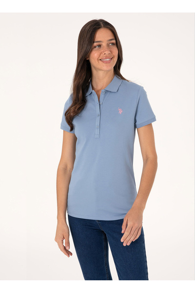 U.S. Polo Assn. Μπλε Γυναικείο T-Shirt Πόλο Στενής Γραμμής GTP-IY025