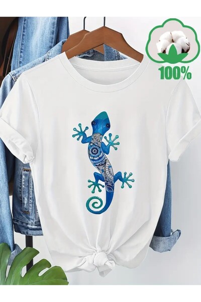 l'eivor Γυναικείο βαμβακερό μπλουζάκι με στάμπα Gekko Special design