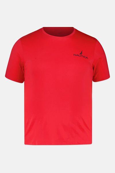 Nautica Men Crew Neck Short Sleeve Brand Logo T-shirt, Red