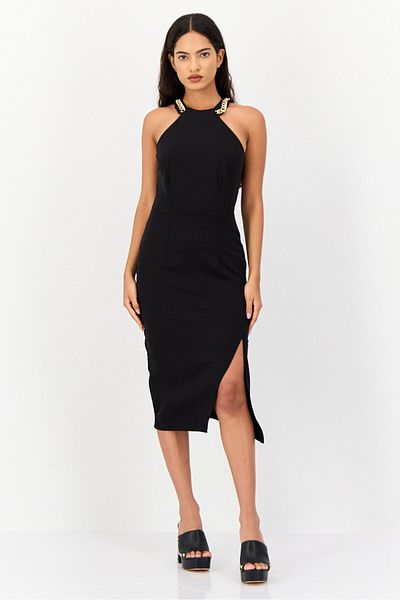 Koton Women Plain Bodycon Dress, Black