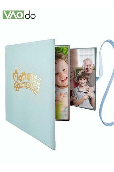 VAODO Photo Frame Album DIY Hardcover 4 Photo Album with Ribbon Table Setting Home Decoration