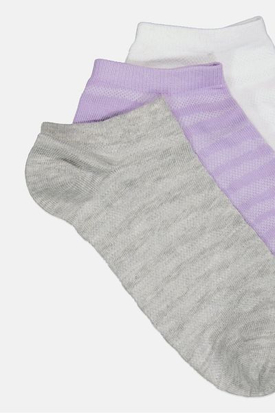 RBX Women 3 Pair Heather Ankle Socks, Multicolor