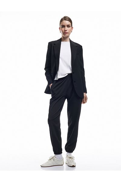 Koton Krep Scuba Fabric Παντελόνι Jogger με τσέπες με χαμηλή μέση