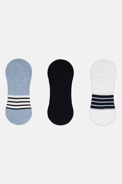Rocawear Men 3 Pairs Stripe Round Invisible Socks, Multicolor