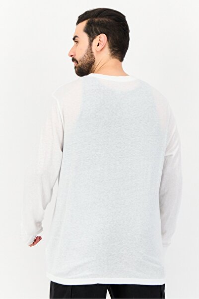 AMERICAN EAGLE Men Crew Neck Long Sleeve Graphic Print T-Shirt, White