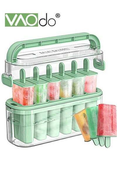 VAODO 6PCS Large Popsicle Molds with Carry Handle and Storage Holder DIY Popsicle Molds