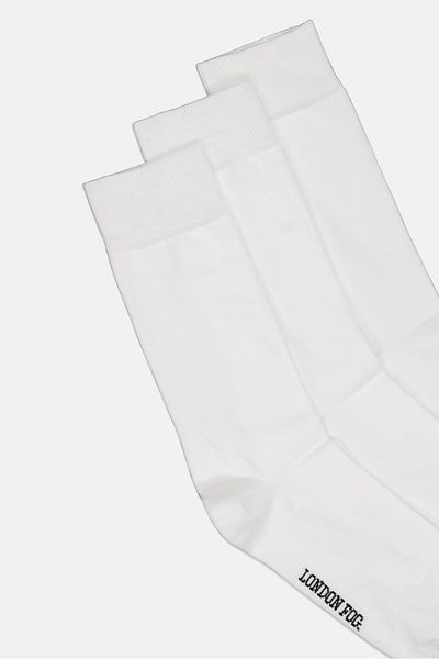 London Fog Men 3 Pairs Plain Formal Socks, White