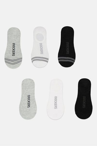 Dockers Men 6 Pairs Brand Logo Silicone Heel Socks, Multicolor