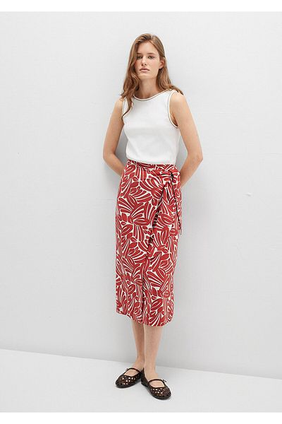 Mavi Printed Red Skirt with Tie Detail 1310765-91314