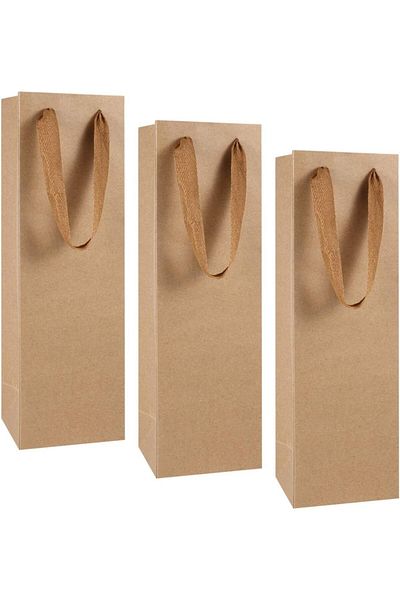 COOYA 12Pcs Kraft Paper Bags:Portable handy storage pouches,wine bags for banquet,festival,wedding.