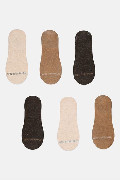 Ben Sherman Men 6 Pairs Brand Logo Silicone Heel Grip Socks, Multicolor