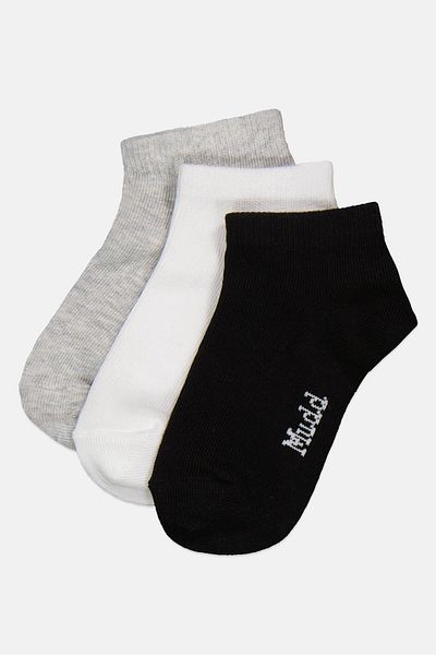 MUDD Toddlers Boy 3 Pairs Brand Logo Basic Ankle Socks, Multicolor