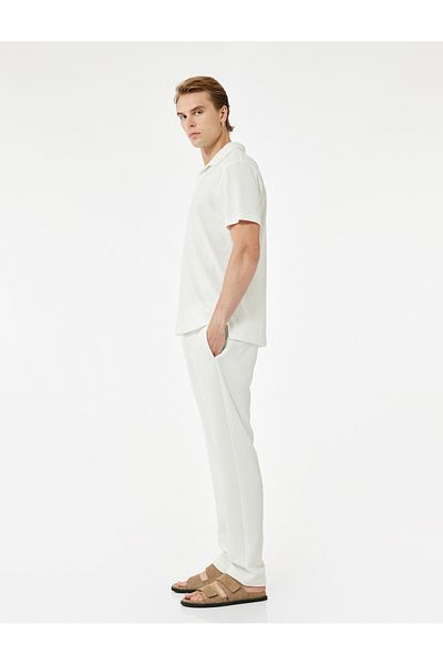 Koton Waffle Textured Pocket Detailed Hooked Slim Fit Trousers