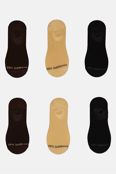 Ben Sherman Men 6 Pairs Brand Logo Silicone Heel Socks, Multicolor