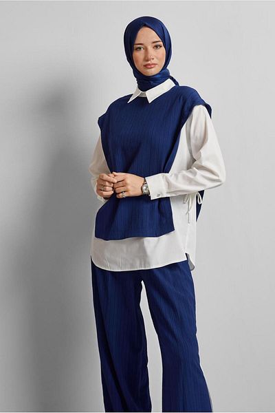 Alvina Shirt Collar Pants Suit 45754