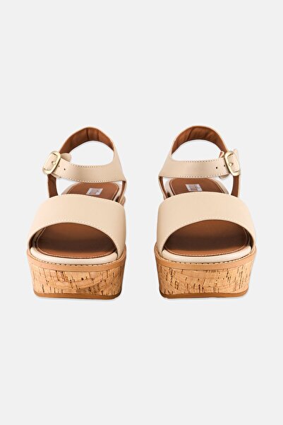Fitflop Women Adjustable Buckle Wedge Sandals, Beige