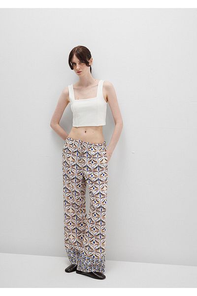 Mavi Ethnic Printed Beige Trousers 1011123-91008