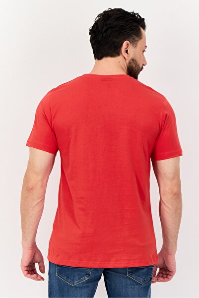 Nautica Men Crew Neck Short Sleeve Brand Logo T-Shirt, Red