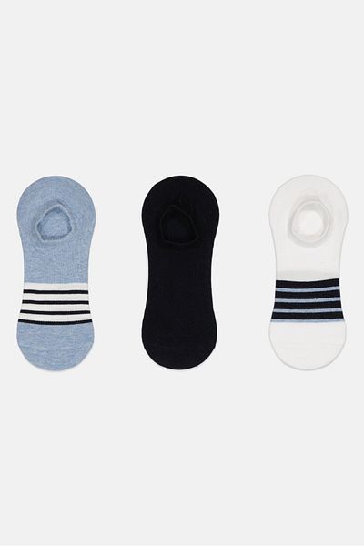 Rocawear Men 3 Pairs Stripe Round Invisible Socks, Multicolor