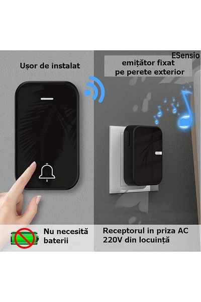 Nextia Wireless Doorbell QX008-1 Kinetic, Waterproof, 38 Melodies, 200m Range