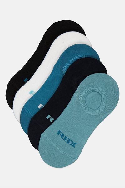 RBX Women 5 Pair Brand Logo Invisible Socks, Multicolor