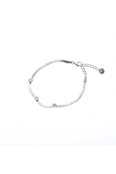 Go Dutch Label Shiny Stone Bracelet (Silver Stainless Steel)